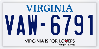 VA license plate VAW6791