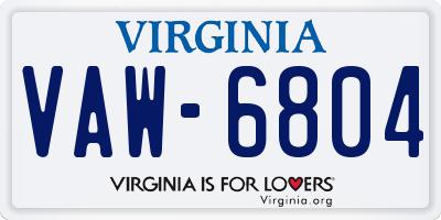 VA license plate VAW6804