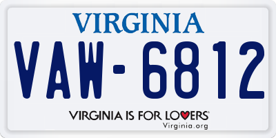 VA license plate VAW6812