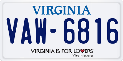 VA license plate VAW6816