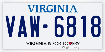 VA license plate VAW6818