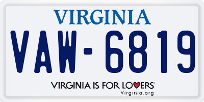 VA license plate VAW6819