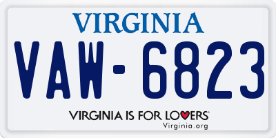 VA license plate VAW6823
