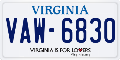 VA license plate VAW6830