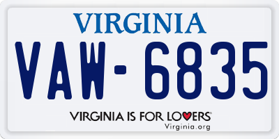 VA license plate VAW6835