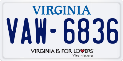 VA license plate VAW6836