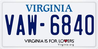 VA license plate VAW6840