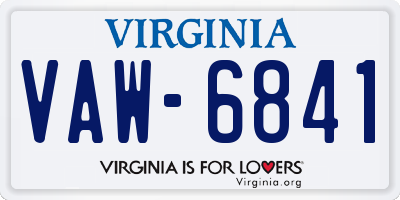 VA license plate VAW6841