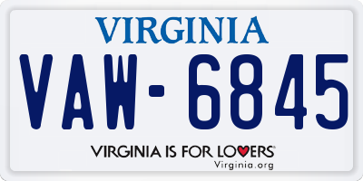 VA license plate VAW6845