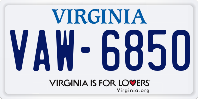 VA license plate VAW6850