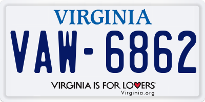 VA license plate VAW6862