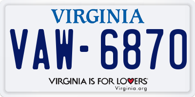 VA license plate VAW6870