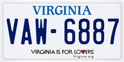 VA license plate VAW6887