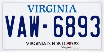 VA license plate VAW6893