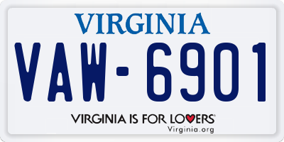 VA license plate VAW6901