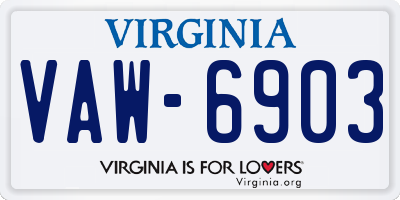VA license plate VAW6903