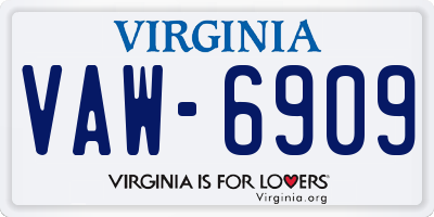 VA license plate VAW6909