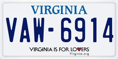 VA license plate VAW6914