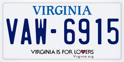 VA license plate VAW6915