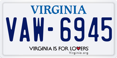VA license plate VAW6945