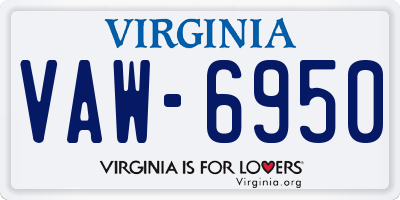 VA license plate VAW6950