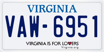 VA license plate VAW6951