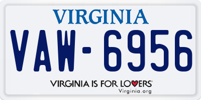 VA license plate VAW6956