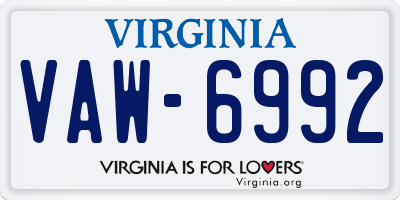 VA license plate VAW6992