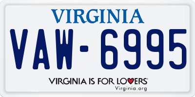 VA license plate VAW6995