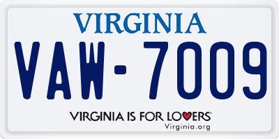 VA license plate VAW7009