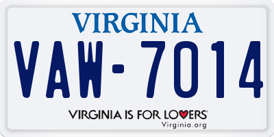 VA license plate VAW7014