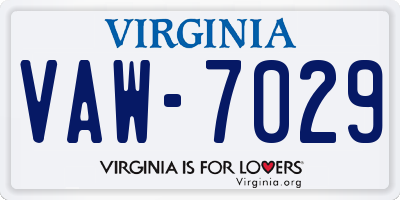 VA license plate VAW7029