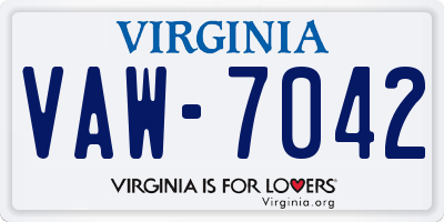 VA license plate VAW7042