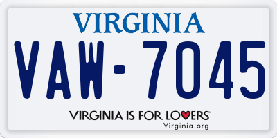 VA license plate VAW7045