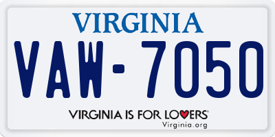 VA license plate VAW7050