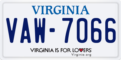 VA license plate VAW7066
