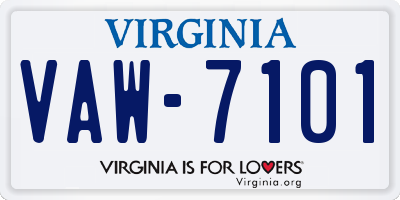 VA license plate VAW7101