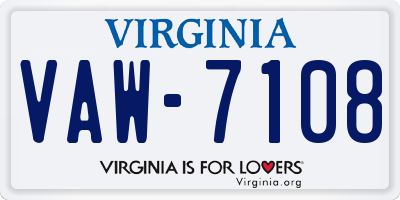 VA license plate VAW7108
