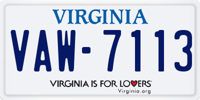 VA license plate VAW7113