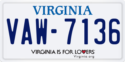 VA license plate VAW7136