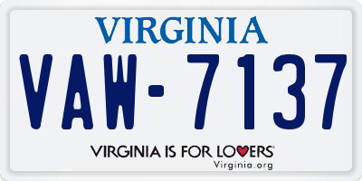 VA license plate VAW7137