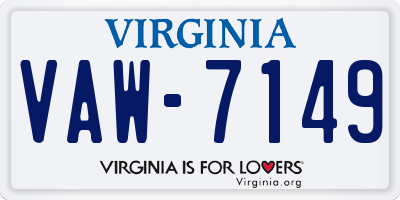 VA license plate VAW7149