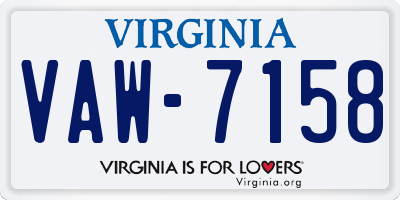 VA license plate VAW7158