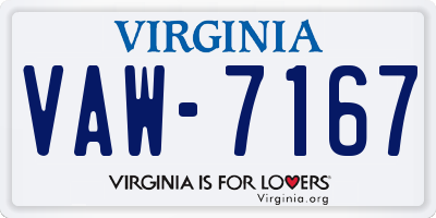 VA license plate VAW7167
