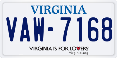VA license plate VAW7168