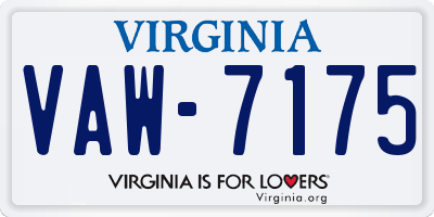 VA license plate VAW7175