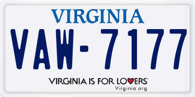 VA license plate VAW7177