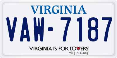 VA license plate VAW7187