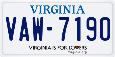 VA license plate VAW7190