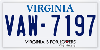 VA license plate VAW7197
